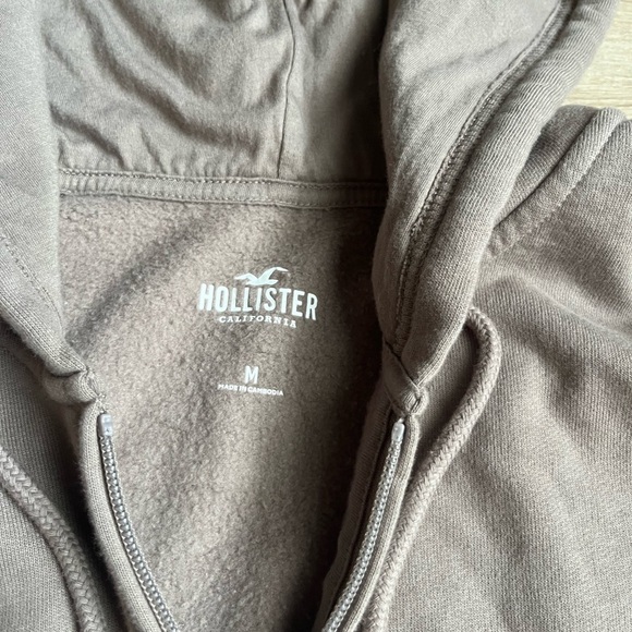 Hollister Zip Up Hoodie Tan Size M Fleece Interior - Picture 2 of 6